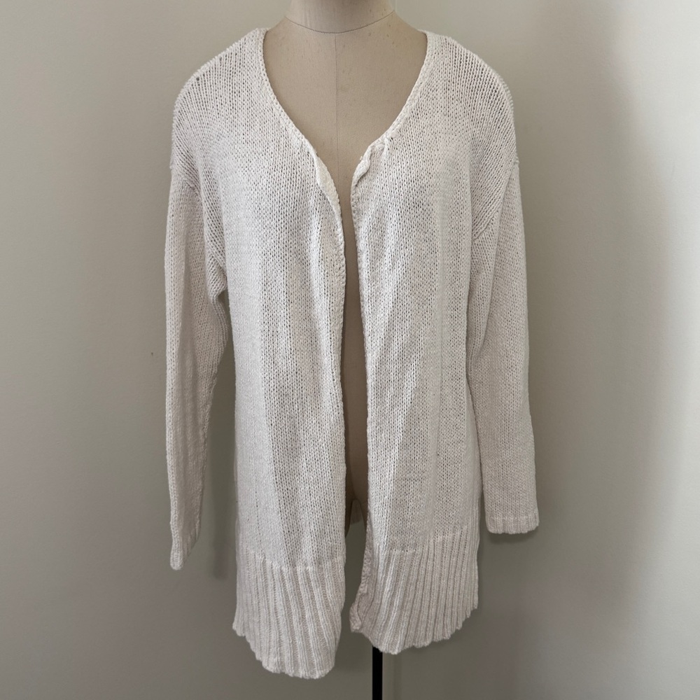 UGG Small White Open Front Cardigan ~‎ Minimalist Lightweight Classic